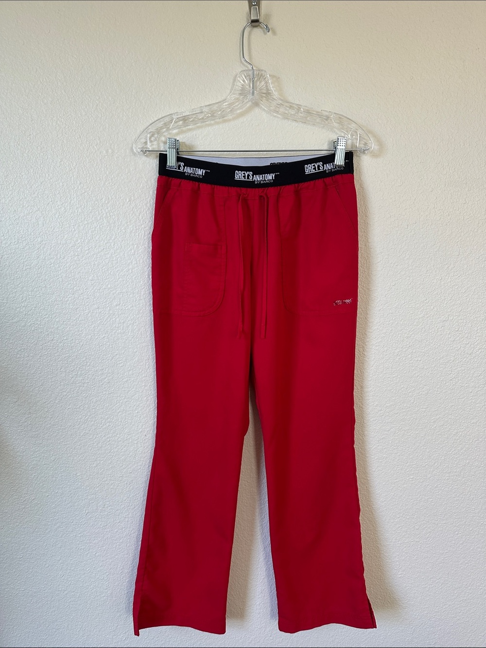 Grey's Anatomy Red Active Aubrey Drawstring Scrub Pants Size Small Petite